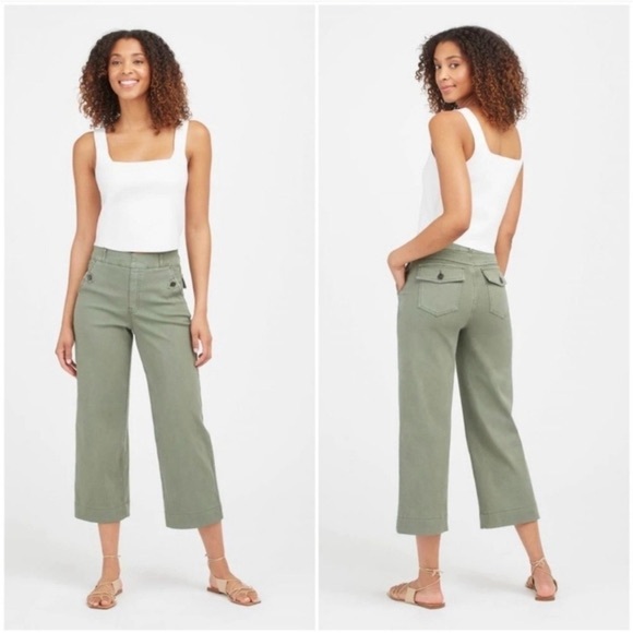 Spanx Stretch Twill Cropped Wide Leg Pant S